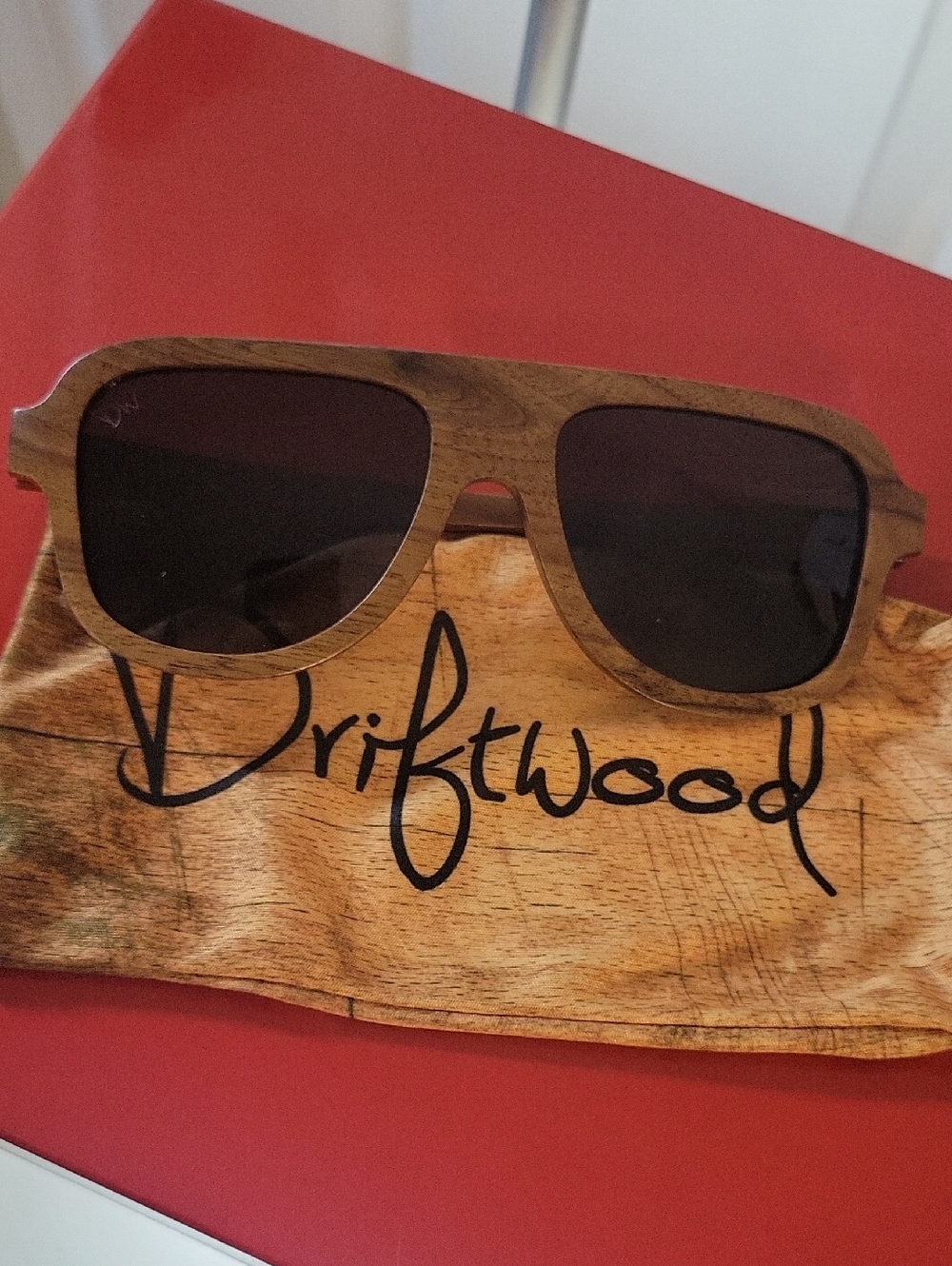 DRIFTWOOD Wood-Frame Sunglasses with Dark Brown Lenses